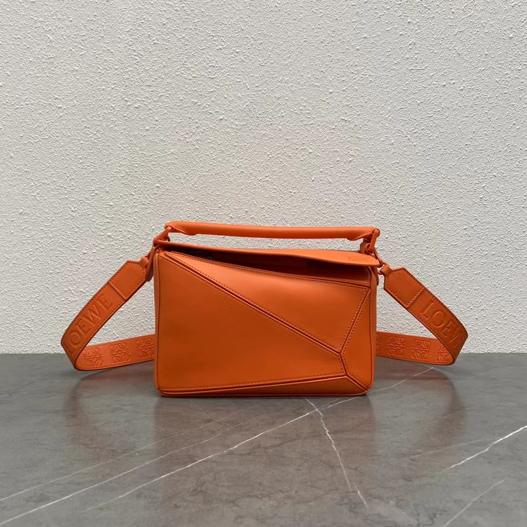 Loewe Small Puzzle Bag in Classic Calfskin Orange